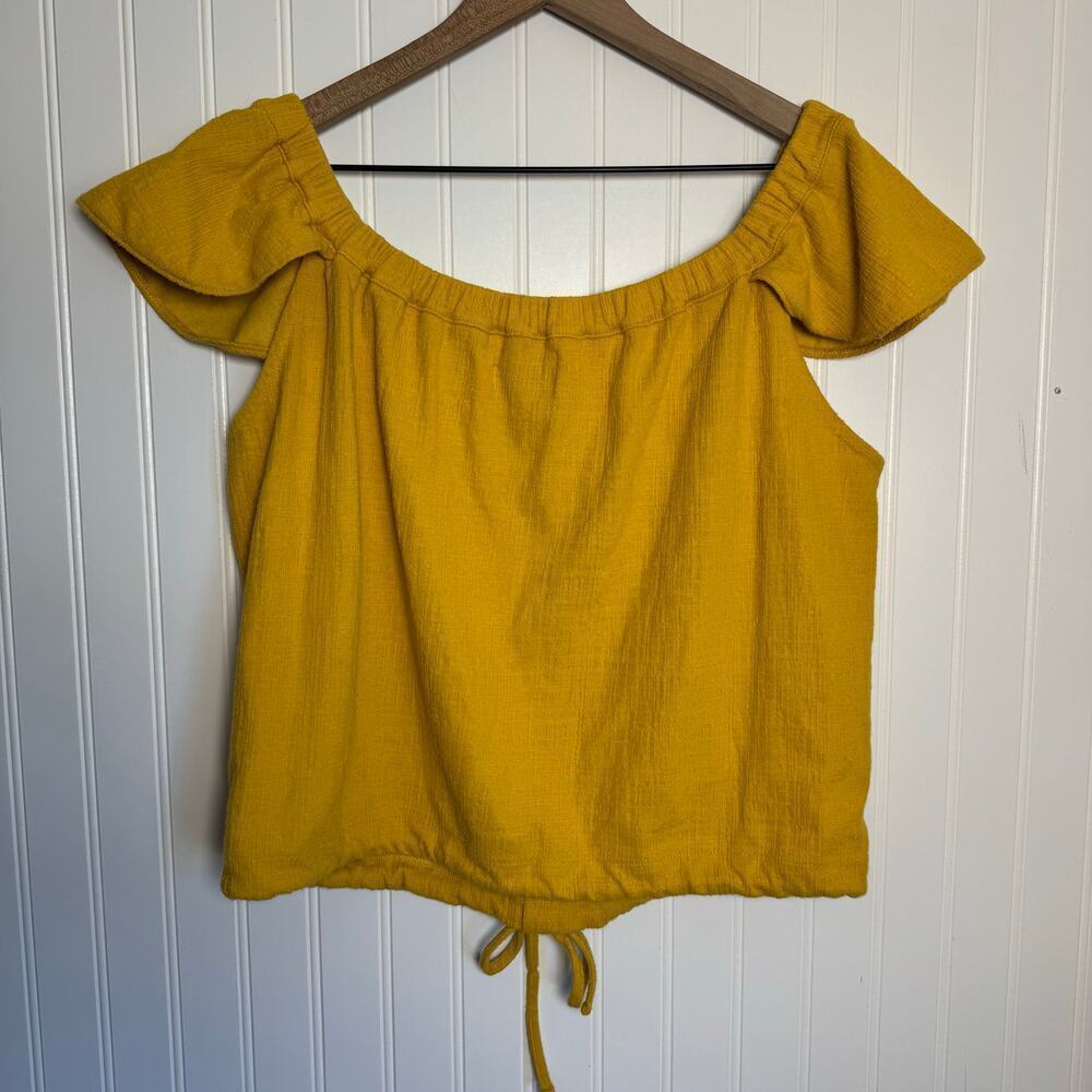 Madewell Texture & Thread Off-the-Shoulder Top Golden Yellow Women’s Size XL - Picture 3 of 11
